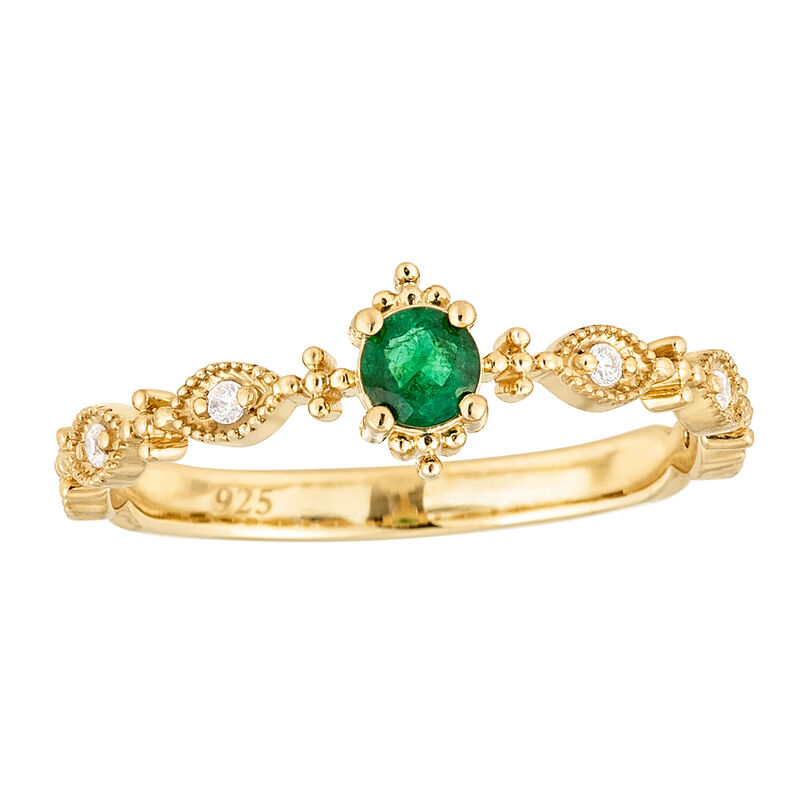 Radiant-Cut Created Emerald Lab Grown Diamond Band in 10k Yellow Gold image number null